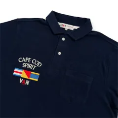 VAN JAC ヴァンヂャケット CARE COD SPIRIT 刺繍 パイル 半袖 ポロシャツ サイズ L /ネイビー/メンズ/日本製のサムネイル