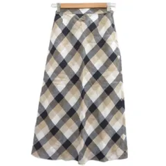 アクアスキュータム AQUASCUTUM フレアスカート ロング丈 マキシ丈 チェック柄 リネン 麻 ベージュ /SY65 ■ECC002のサムネイル