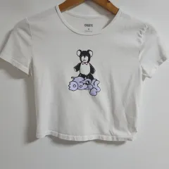 オベイ(OBEY) クマ グラフィック 半袖 Tシャツ (M) / クロップド スリムフィットのサムネイル