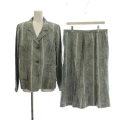 ハーディエイミス HARDY AMIES セットアップ 上下 ジャケット スカート 47 グレー ストライプ柄 ひざ丈 花柄 長袖 /LP ■GY18のサムネイル