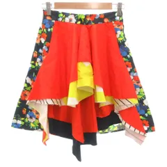 エムエスジーエム MSGM 美品 フレアスカート ティアード 40 アシンメトリー カットオフ 花柄 プリント ひざ丈 マルチカラー /KB ■GY62のサムネイル
