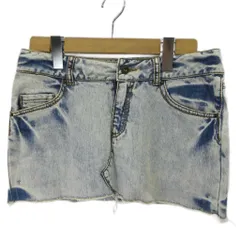 トミーガール tommy girl デニムスカート S ブルー ミニ丈 ウォッシュ加工 フリンジ裾 /AY ■ECA007のサムネイル