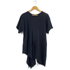 Y’S　COMPOSITION-SEE　ATTACHED　LABEL　ワイズ　ヨウジヤマモト　YP-T93-066　ニットレース切替　アシンメトリー　Tシャツ　半袖トップス　サイズ2　ブラックのサムネイル