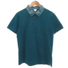 アルマーニ コレツィオーニ ARMANI COLLEZIONI 美品 ポロシャツ 半袖 L チェック柄 ボタンダウンカラー BD プルオーバー マチ付き 青 ブルー /KB ■ECC005のサムネイル