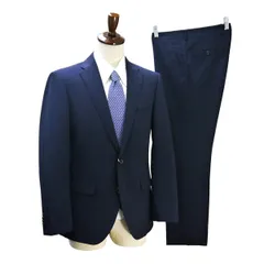 Mr.JUNKO 2つボタン シングルスーツ 袖口4つボタン A5 M ダークネイビー ストライプ ノータック WASHABLE 春夏 193192 6NG105 【送料無料】【中古】【メンズビジネス】202607のサムネイル
