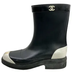 CHANEL(シャネル) レインブーツ 36 - G34078 黒×白 ココマークのサムネイル