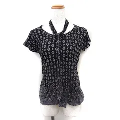 ケーティー キヨコ タカセ  K.T KIYOKO TAKASE シルク カットソー Tシャツ 半袖 ボウタイ 柄 9 ブラック 黒 /FT2のサムネイル