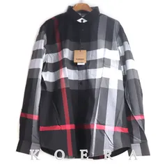 BURBERRY バーバリー SOMERTON グレー  長袖シャツ ブラック グレー 8023772 XL ストレッチコットンポプリン メンズ 未使用 買取品のサムネイル