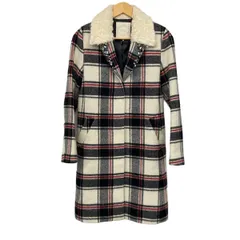 Chesty(チェスティ) コート サイズ1 S レディース - 白×黒×レッド 長袖/冬/チェック柄/ボア/ビジュー/ロング丈のサムネイル