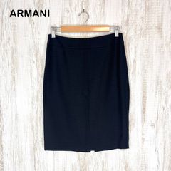 ARMANI COLLEZIONI アルマーニコレツィオーニ チェック バックスリット ウール タイトスカート ブラック