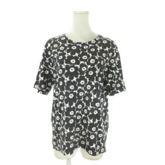 マリメッコ marimekko カットソー S 黒 ブラック 花柄 ラウンドネック 半袖 /AO9 ■ECB006のサムネイル