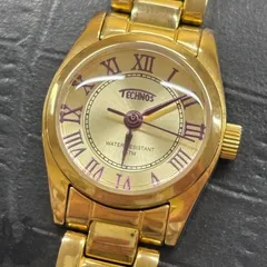 （b8926）TECHNOS（テクノス）クォーツ 稼働 ゴールドカラー ステンレス 腕時計のサムネイル