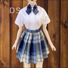 BJD SDドール服 30cm45cm60cm用 JK制服風 セット チェック柄プリーツスカート 半袖シャツ リボン付き 可愛い ドール衣装