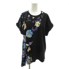 3.1 フィリップリム 3.1 phillip lim タグ付き カットソー S アシンメトリー 黒 ブラック 花柄 ラウンドネック 半袖 切り替えデザイン /SJ ■ECE006のサムネイル