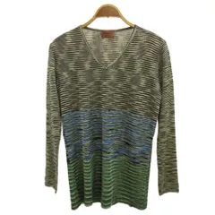 ミッソーニ MISSONI サマーニット  記載なし マルチカラー Vネック ストライプ柄 長袖 プルオーバー ECC006 /AY ■ECC006のサムネイル