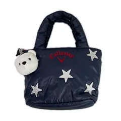 中古 キャロウェイ Callaway カートバッグ ネイビー ラウンドバック ロゴ刺繍 星柄 くまチャームのサムネイル