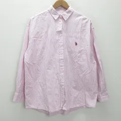 g■ポロ/U.S.POLO ASSN 長袖シャツ/ストライプ柄 コットン【F】ピンク/LADIES/44【中古】■のサムネイル