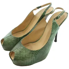 ジュゼッペザノッティデザイン GIUSEPPE ZANOTTI DESIGN パイソン柄スリングバックパンプス ハイヒールギール 38.5 緑 グリーン /SS ■OS ■GY62のサムネイル
