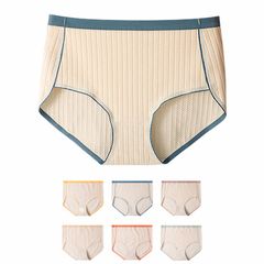 [6 매 세트] 여성 반바지 면 95 % 원활한 하이 웨스트 리브 뜨개질 입체 엉덩이 깊은 신기 속옷 ML XL