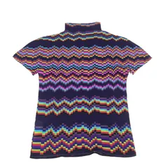 ME　ISSEY　MIYAKE　ミー　イッセイ ミヤケ　MI83FK525　ハイネック　ワッフルプリーツ　カットソー　トップス　Tシャツ　ボーダー柄　マルチカラーのサムネイル