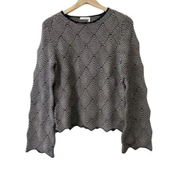 SEE BY CHLOE(シーバイクロエ) 長袖セーター サイズL レディース - ダークネイビー×アイボリー クルーネックのサムネイル