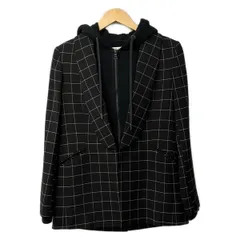 alice+olivia(アリスオリビア) ブルゾン レディース 黒×ライトグレー チェック柄/肩パッド/レイヤード風のサムネイル