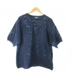 ジャーナルスタンダード レリューム JOURNAL STANDARD relume ニットTシャツ サマーニット クルーネック 半袖 オーバーシルエット シアー 透け感 L 紺 ネイビー /AO16のサムネイル