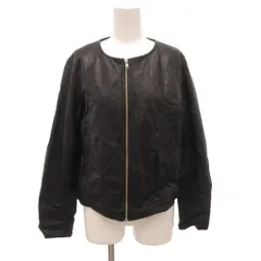ナイスクラップ NICE CLAUP CONTINUER DE ノーカラージャケット フェイクレザー ジップアップ F 黒 ブラック /JS ■GY75のサムネイル