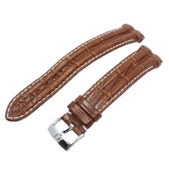 [Meito] Omega Watch Strap Replacement Strap, Leather Material, BR/SV, Stainless Steel (SS), Lug Width Approx. 18mm, Buckle Width Approx. 16mm, Watch Accessory, Strap Only