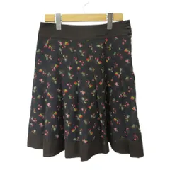 シンシアローリー CYNTHIA ROWLEY フレアスカート ウール 2 黒 ブラック 茶 ブラウン 赤 レッド 花柄 ミディ丈 /NP ■ECC007のサムネイル