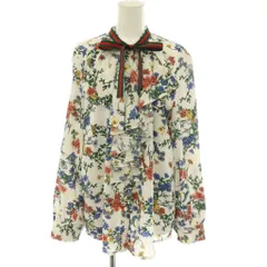 アメリヴィンテージ Ameri VINTAGE RUFFLE BOW TIE SHIRT ボウタイシャツ ブラウス 総柄 長袖 ホワイト /HK ■OSのサムネイル