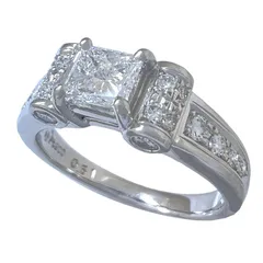 TASAKI　タサキ　リング　ダイヤ　プリンセスカット 0.51ct　脇ダイヤ 0.32ct　Pt900　プラチナ　11号　指輪のサムネイル