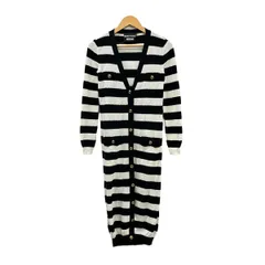 MOSCHINO(モスキーノ) カーディガン サイズI 36 レディース美品  - 黒×白 長袖/ボーダー/ロング丈/BOUTIQUEのサムネイル