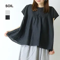 [30%OFF] ソイル SOIL ボイル無地カットワークレースクルーネックフレンチスリーブピンタックシャツ INSL26342 コットン ブラウス 半袖 レディース 2026春夏 [返品・交換不可]のサムネイル
