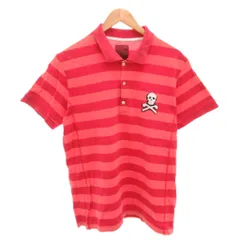 マーク＆ロナ MARK&LONA ポロシャツ カットソー 半袖 スカル刺繍 ボーダー XL ピンク /FF ■GY12のサムネイル