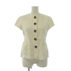 レッド ヴァレンティノ RED VALENTINO ノーカラージャケット 半袖 タイト 麻 リネン混 38 白 ホワイト /BB ■GY06のサムネイル