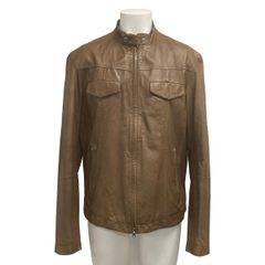 BRUNELLO CUCINELLI(ブルネロクチネリ) ライダースジャケット サイズM メンズ - ブラウン 長袖/レザー/ジップアップ/秋/冬 レザー