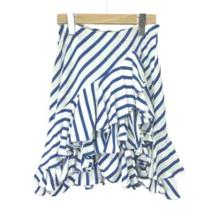 ラルフローレン RALPH LAUREN ティアードスカート ボトムス M 青 ブルー 白 ホワイト ストライプ柄 フリル アシンメトリーヘム /YU ■GY99のサムネイル