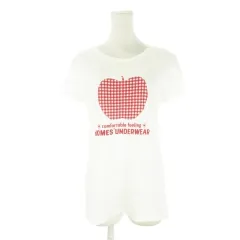 ホームズアンダーウェア HOME'S UNDERWEAR Tシャツ 2 白 ホワイト ロゴ リンゴ柄 半袖 ラウンドネック /CK31 ■GY19のサムネイル