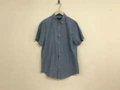 本物ミシカmishkaコットンシャンブレー半袖シャツメンズサーフワークアメカジミリタリービジネススーツモードゴルフドレスストリートスケーター青ブルーMのサムネイル