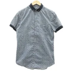 エンポリオアルマーニ EMPORIO ARMANI カジュアルシャツ 半袖 総柄 ボタンダウン ロゴ 紺 ネイビー 青 ブルー /HO13 ■GY19のサムネイル