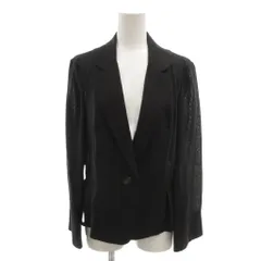 ランバン LANVIN テーラードジャケット シースルー 40 黒 ブラック シングルブレスト 絹 シルク混 麻 リネン混 K1J521L /TQ ■GY18のサムネイル