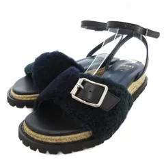 サカイ sacai 17SS cowhide sheep ムートンサンダル 36 シューズ ストラップ ボア 紺 ネイビー /AE ■GY30のサムネイル