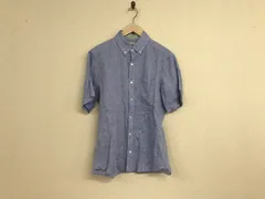 本物サンフランシスコSanFranciscoリネン麻半袖シャツメンズサーフワークアメカジミリタリービジネススーツモードゴルフドレスストリートスケータ青ブルーM日本製のサムネイル