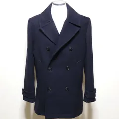 【サージ生地】美品 H&M エイチアンドエム ピーコート ネイビー メンズ 48 日本サイズL 正規タグ 総裏地仕立て 綾織サージ生地 フロントダブル6ボタン 袖フラップ仕様 センターベントのサムネイル