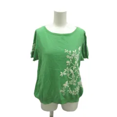 ケイタマルヤマ KEITA MARUYAMA ニット カットソー 1 グリーン 白 ホワイト 花柄刺繍 半袖 ラウンドネック /NP ■GY06のサムネイル