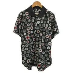 ブラックコムデギャルソン BLACK COMME des GARCONS シャツ 半袖 ラウンドカラー 花柄 総柄 M 黒 ブラック 白 ホワイト 1M-B013 /XZ ■GY19のサムネイル