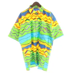 ヴェルサーチジーンズ VERSACE JEANS COUTURE カジュアルシャツ 半袖 総柄 グレカ模様 ボーダー L マルチカラー /MW ■GY18のサムネイル