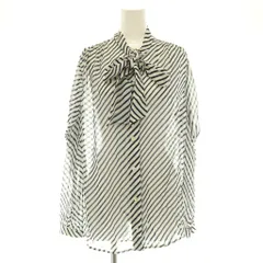 バレンシアガ BALENCIAGA シャツ ブラウス ストライプ ボウタイ シアー 36 紺 白 UP57 2018 00457 /CX ■GY11のサムネイル