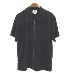 アルマーニエクスチェンジ A/X ARMANI EXCHANGE パイルジャケット 上着 L 紺 ネイビー 無地 半袖 ブルゾン ジップアップ /YU ■ECC007のサムネイル